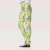Leggings Joli citrons aquarelle sur bandes bleues (Gauche)