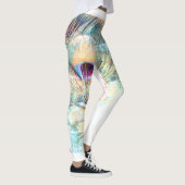 Leggings Joli comme plumes de paon pastel blanc (Droite)