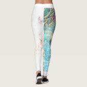 Leggings Joli comme plumes de paon pastel blanc (Dos)