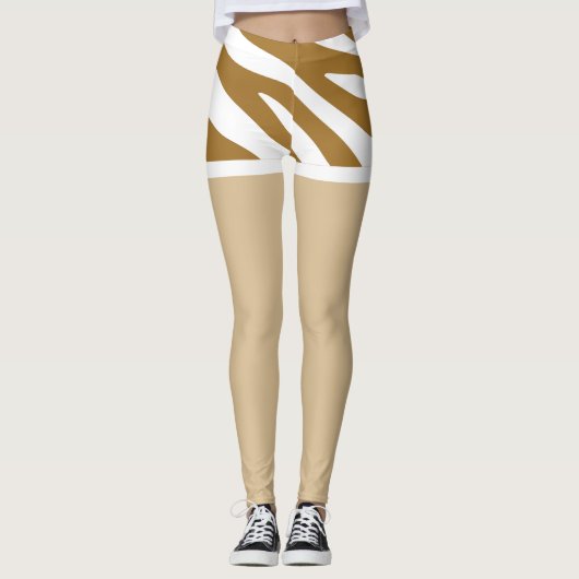 Leggings Joli design faux shorts Brown et blanc (Devant)