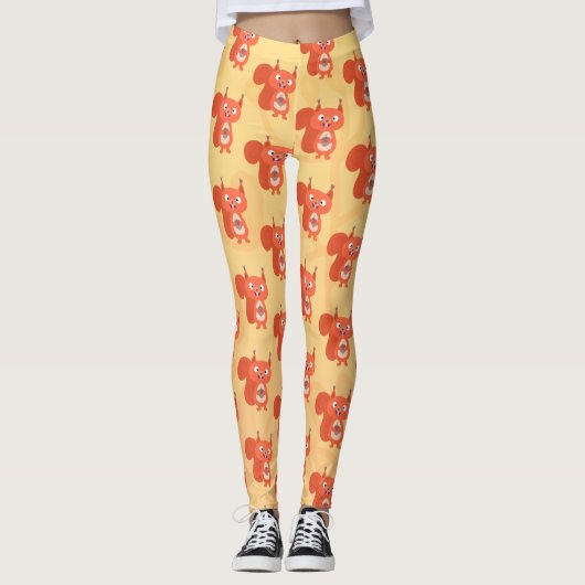 Leggings Joli dessin animé d'écureuil roux (Devant)