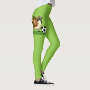 Leggings Joli Dessin De Caricature Sparrow Jouer Au Footbal