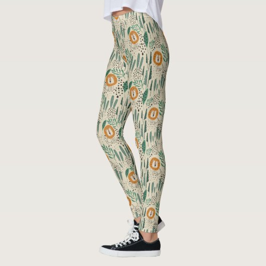 Leggings Joli Doodle Lion Jungle Rainforest Motif (Gauche)