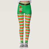 Leggings Joli Elf de Noël et cloches Jingle sur rayé (Devant)