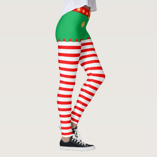 Leggings Joli elfe de Noël rayé (Droite)
