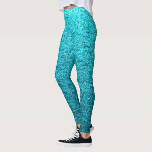 Leggings Joli Feuille turquoise (Gauche)