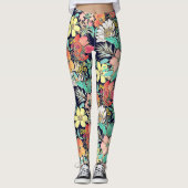 Leggings Joli Fille rose Floral Golden Strokes Design (Devant)