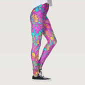 Leggings Joli Floral couleur rose Boho Hippie Motif (Droite)