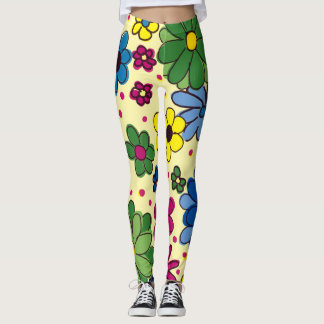 Leggings Joli floral jaune coloré