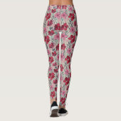 Leggings Joli Floral rouge et Motif rose (Dos)