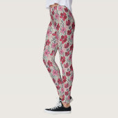 Leggings Joli Floral rouge et Motif rose (Gauche)