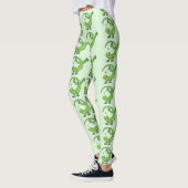 Leggings Joli gecko vert salutations avec dessin animé (Gauche)