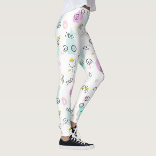 Leggings Joli gribouillage à main géométrique motif