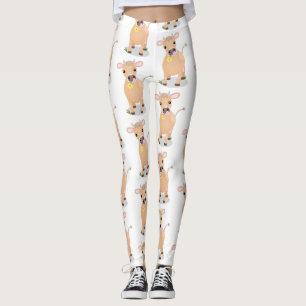 Leggings Joli joli maillot de vache et dessin de fleurs