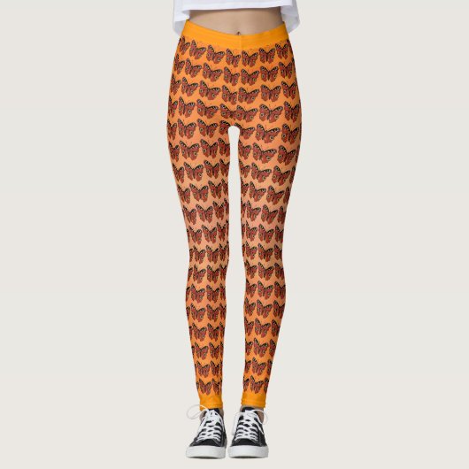 Leggings Joli Monarque d'or Papillons Tons d'orange (Devant)