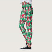 Leggings Joli motif aztèque abstrait rouge vert (Gauche)