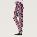 Leggings Joli Motif d'aquarelle rose gris d'hiver<br><div class="desc">Joli hiver rouge rose Motif d'aquarelle florale sur les pattes Arrière - plans gris foncé</div>