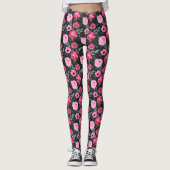Leggings Joli Motif d'aquarelle rose gris d'hiver (Devant)