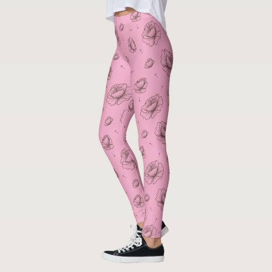 Leggings Joli Motif de fleurs et pétales roses (Gauche)