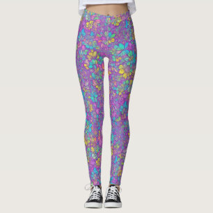 Leggings Joli motif fleuri Fleur sauvage de couleur bohème