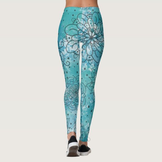 Leggings Joli Motif Mandala Grunge Bleu (Dos)