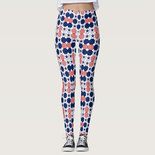 Leggings Joli Motif rouge blanc bleu étoile (Devant)