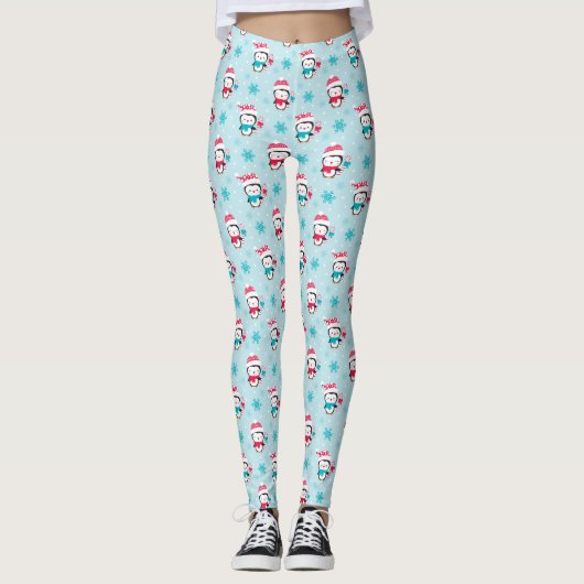 Leggings Joli Noël Noël hiver Penguin Motif (Devant)