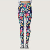 Leggings Joli Noël Robots rétro Floral (Devant)