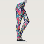 Leggings Joli Noël Robots rétro Floral (Droite)