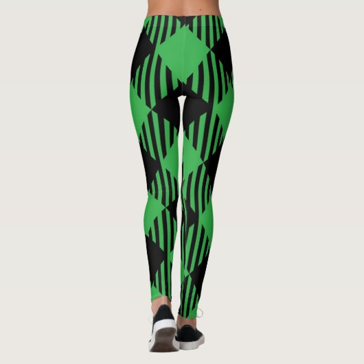Leggings Joli Noël Tartan Noir, Vert Plaid (Dos)