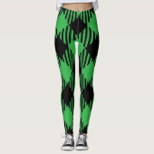 Leggings Joli Noël Tartan Noir, Vert Plaid (Devant)