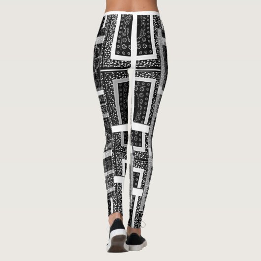 Leggings Joli noir & blanc beau design motif (Dos)