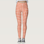 Leggings Joli Orange Vintage En vichy Motif Plaid<br><div class="desc">Cute Vintage Orange et Blanc En vichy Plaid Leggings Motifs</div>