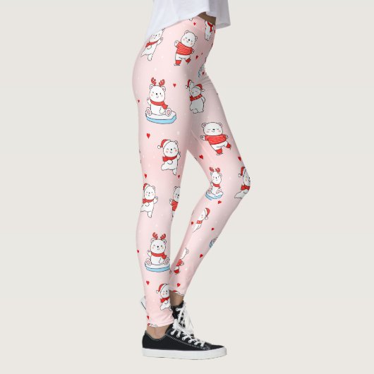 Leggings Joli Ours polaire de Noël Motif sans couture (Droite)
