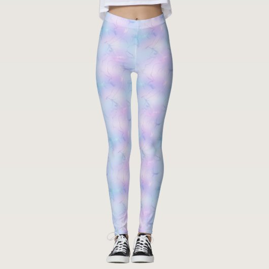 Leggings Joli Pastel Marbre Lavande Ciel bleu rose (Devant)