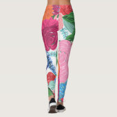 Leggings Joli Peint À La Main Fleurs Colorées (Dos)