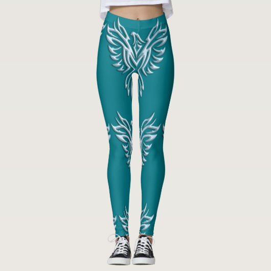 Leggings Joli Phoenix bleu glacé à l'aspect métallique sur  (Devant)