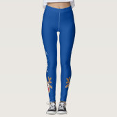 Leggings Joli renne de dessin Joyeux Noël bleu (Devant)