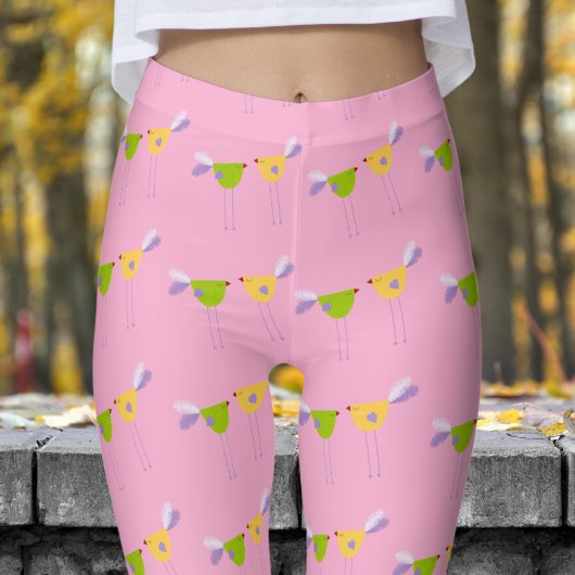 Leggings Joli rose Deux Petits Oiseaux Motif