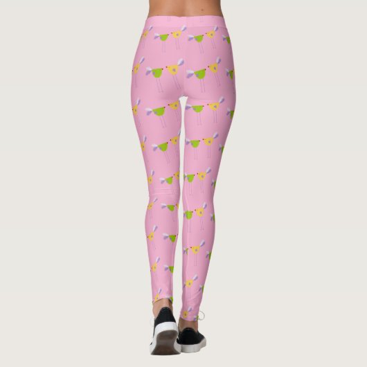 Leggings Joli rose Deux Petits Oiseaux Motif (Dos)