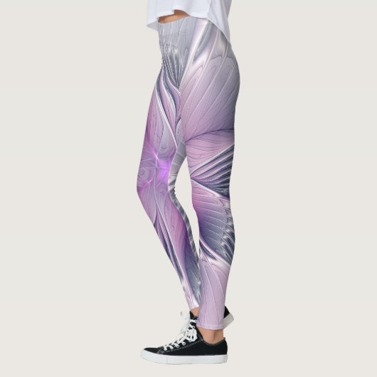 Leggings Joli rose Fleur Moderne Abstrait Fractal Art (Gauche)