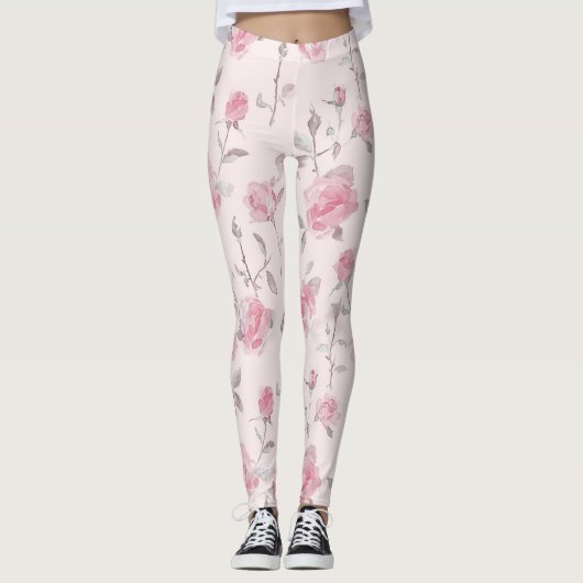 Leggings Joli rose rose florale (Devant)