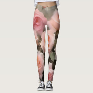 Leggings Joli rose roses aquarelle peinture