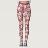 Leggings Joli rose Violet Fleurs Florales Yoga (Devant)