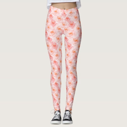 Leggings Joli Roses d'aquarelle rose (Devant)