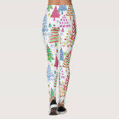 Leggings Joli sapin de Noël Motif bleu rouge rose (Dos)
