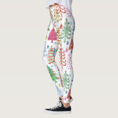 Leggings Joli sapin de Noël Motif bleu rouge rose (Gauche)