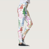 Leggings Joli sapin de Noël Motif bleu rouge rose (Droite)