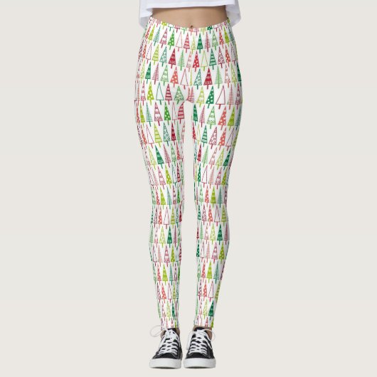 Leggings Joli sapin de Noël Yule de vacances Nouvel An Blan (Devant)
