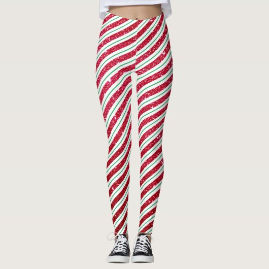 Leggings Joli Sucre de canne de Noël Parties scintillant Mo (Devant)